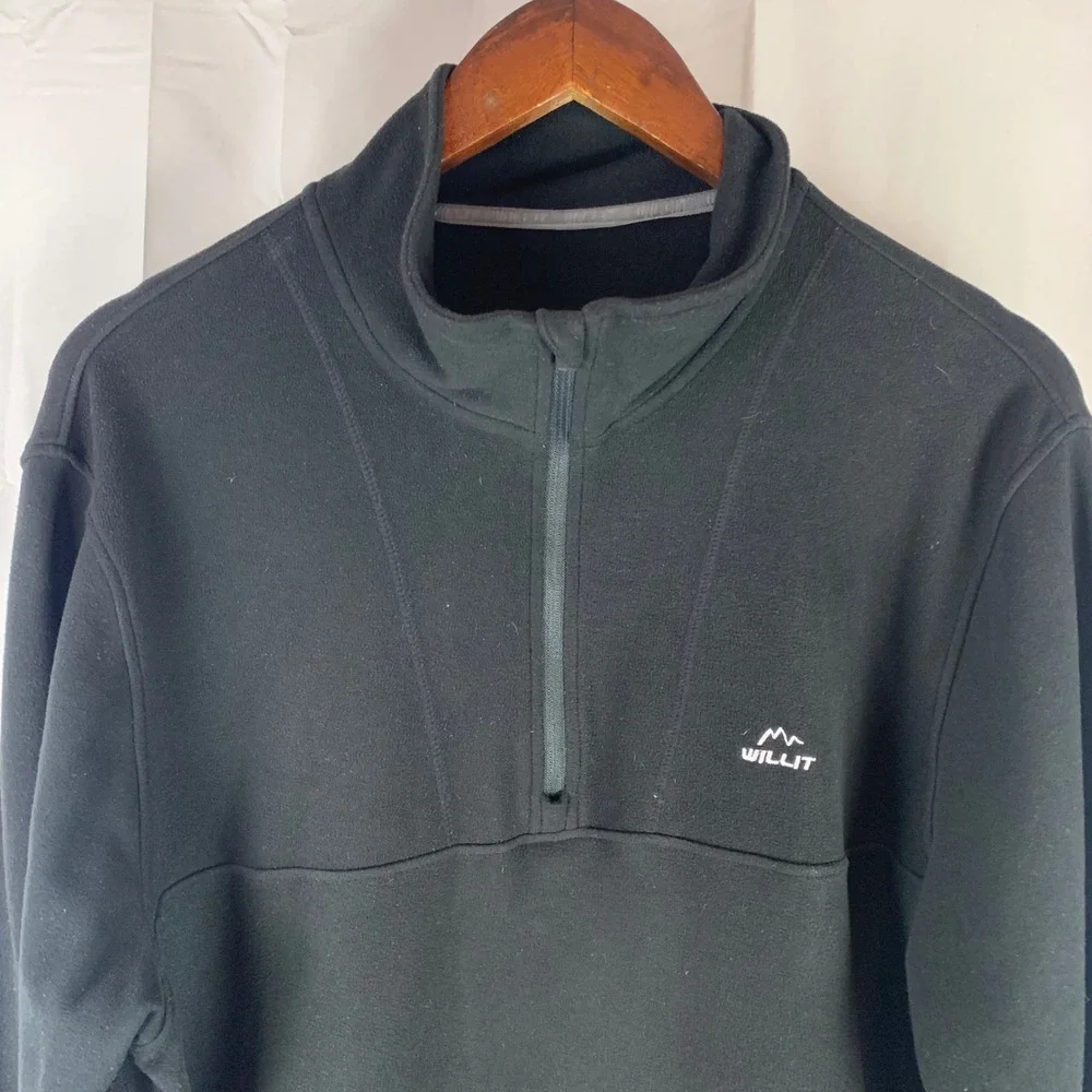 Willit Quarter-Zip Fleece Pullover Mens‎ Size Medium Black Athletic Mock Neck